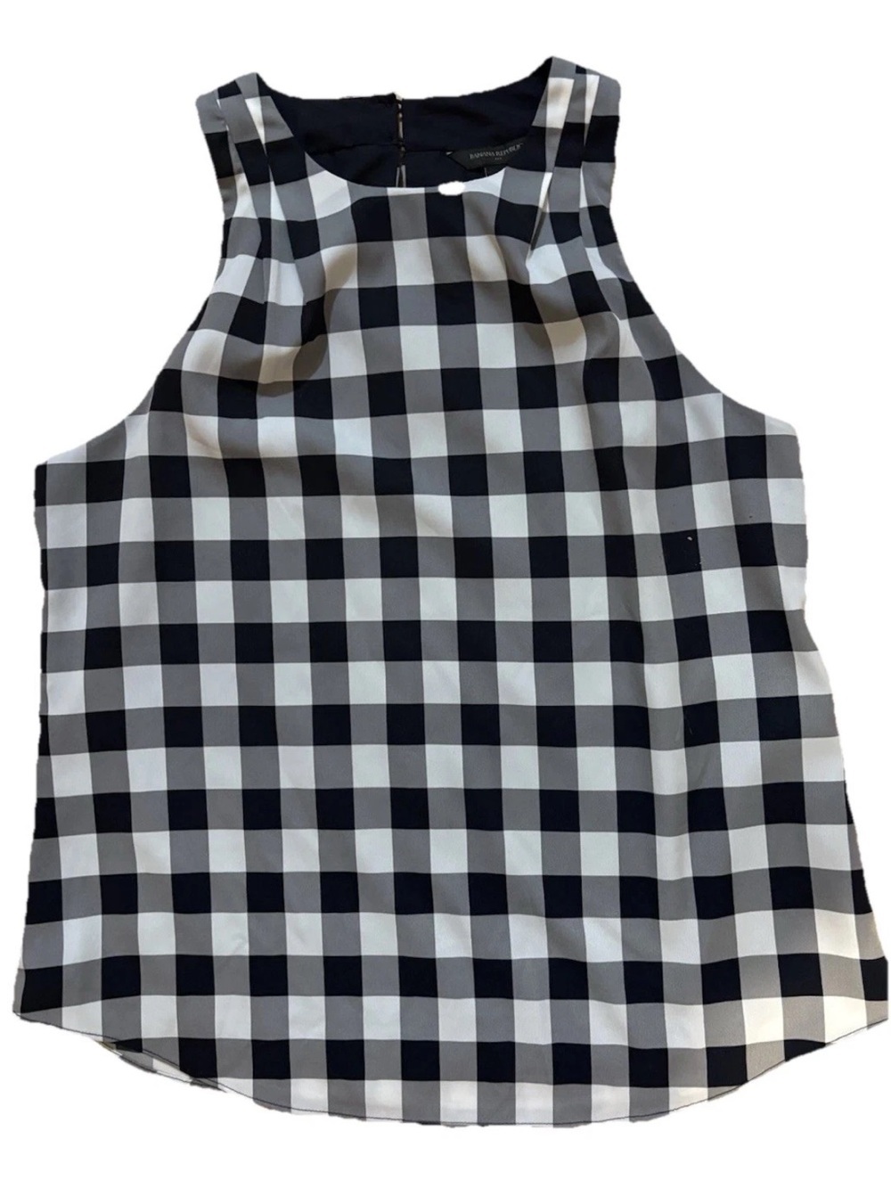 Banana Republic Navy and White Gingham Halter Camisole